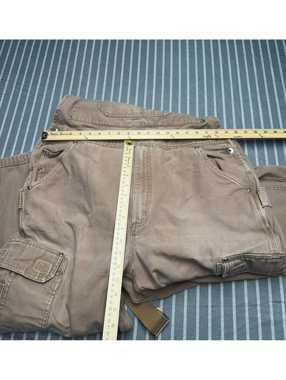 Duluth Trading Company tan duck canvas utility bib overalls Men's 40x30